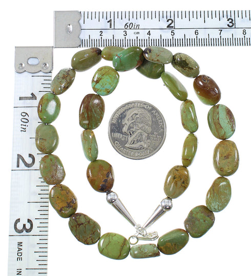 Southwestern Genuine Sterling Silver And Kingman Turquoise Bead Necklace AX85172
